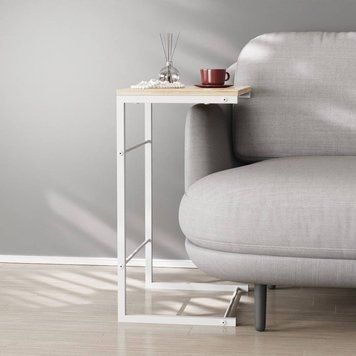 Столик приставний Террі Ferrum-decor 650x440x330 Білий метал ДСП Дуб Сан-Марино 16 мм (FRD-104656) FRD-104656 фото