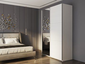 Шафа-купе двохдверна Doros G-Caiser 160х60х240 см Білий/Дзеркало (DRS-011011) DRS-011011 фото