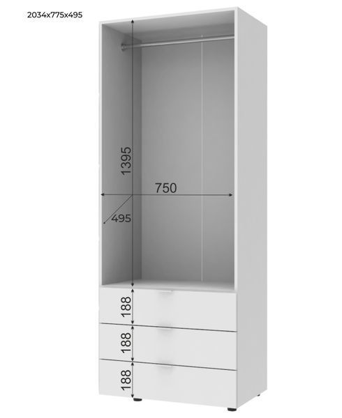 Комплект шаф для одягу Doros Гелар (2 шт.) 155х49,5х203,4 см Білий (DRS-011104) DRS-011104 фото