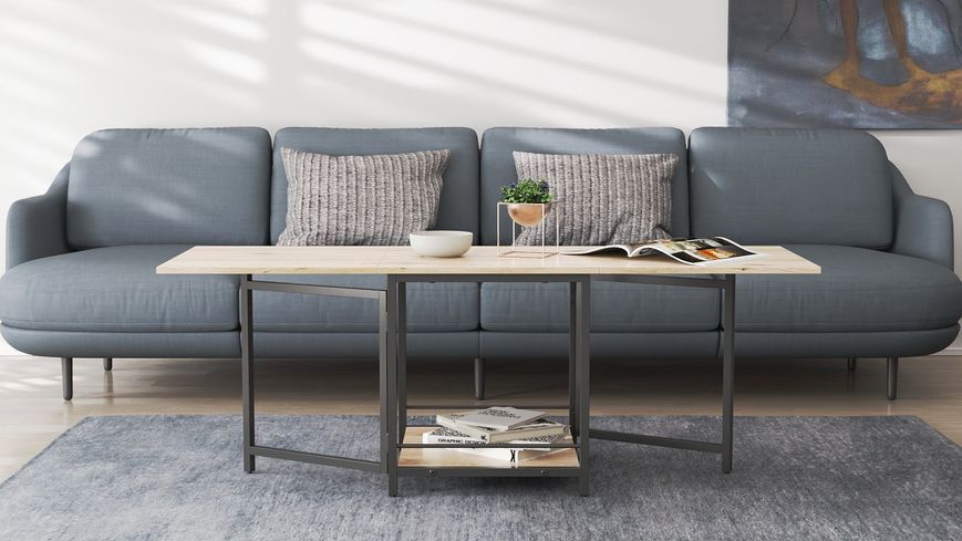 Стіл журнальний трансформер Куб Комбо Ferrum-decor 540x532x500 Чорний метал ДСП Дуб Сан-Марино 16 мм (FRD-105151) FRD-105151 фото