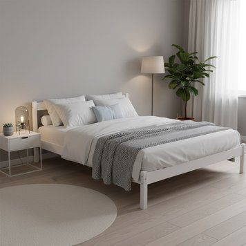 Двуспальная деревянная кровать Mebigrand MG01 Белый RAL 9003 160х200 см (MBG-21875) MBG-21875 фото