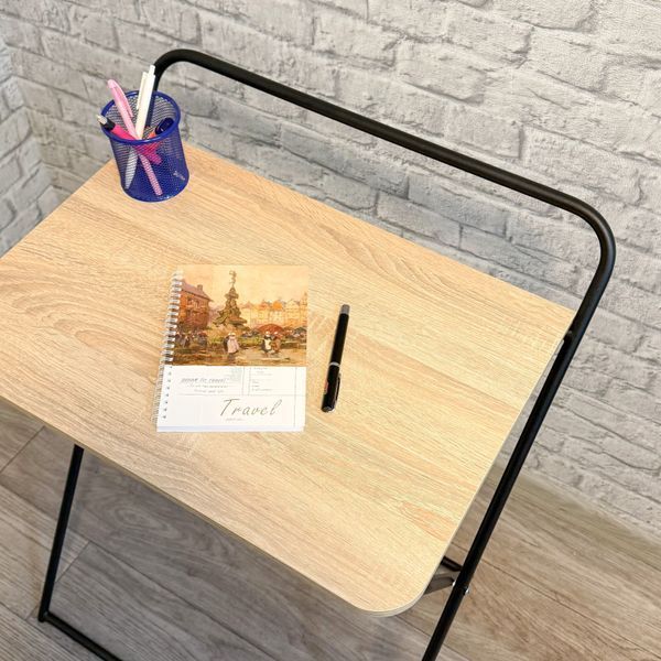 Стіл  "Ритміка" Лофт/ розкладний/письмовий/компютерний/ 590х400х720 / стільниця з заокругленими кутами Дуб сонома, Чорний РТ0892 фото