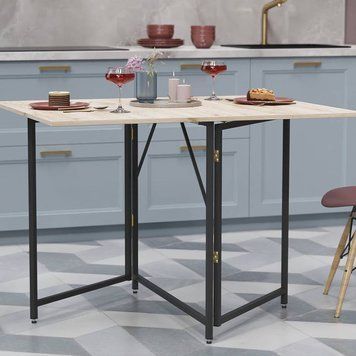Стол трансформер книжка Вуди Ferrum-decor 75x130x90 Черный металл ДСП Дуб Сан-Марино 16 мм (FRD-106748) FRD-106748 фото