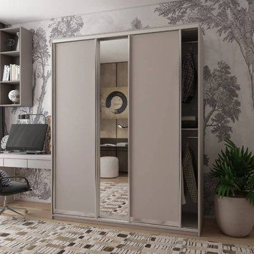 Шафа-купе Doros Сіті Лайт Кашемір 2 ДСП/1 дзеркало 180х60х225 (80736371) DRS-011805 фото
