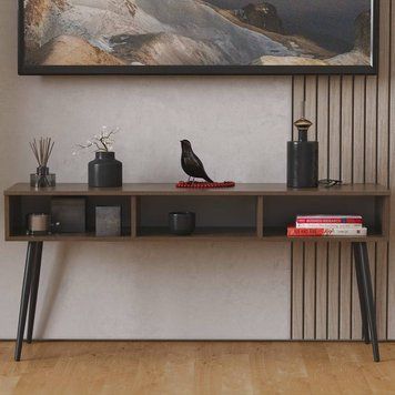 Тумба під телевізор Кентук Ferrum-decor 45x139x38 Чорний метал ДСП Дуб Сонома Трюфель 16 мм (FRD-106731) FRD-106731 фото