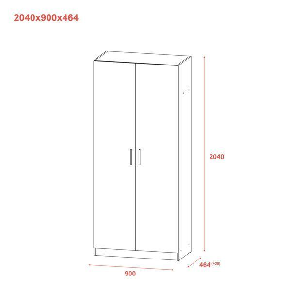 Шкаф для одежды Doros Промо Серый 2 ДСП 90х48х204 DRS-011625 (80737764) DRS-011625 фото
